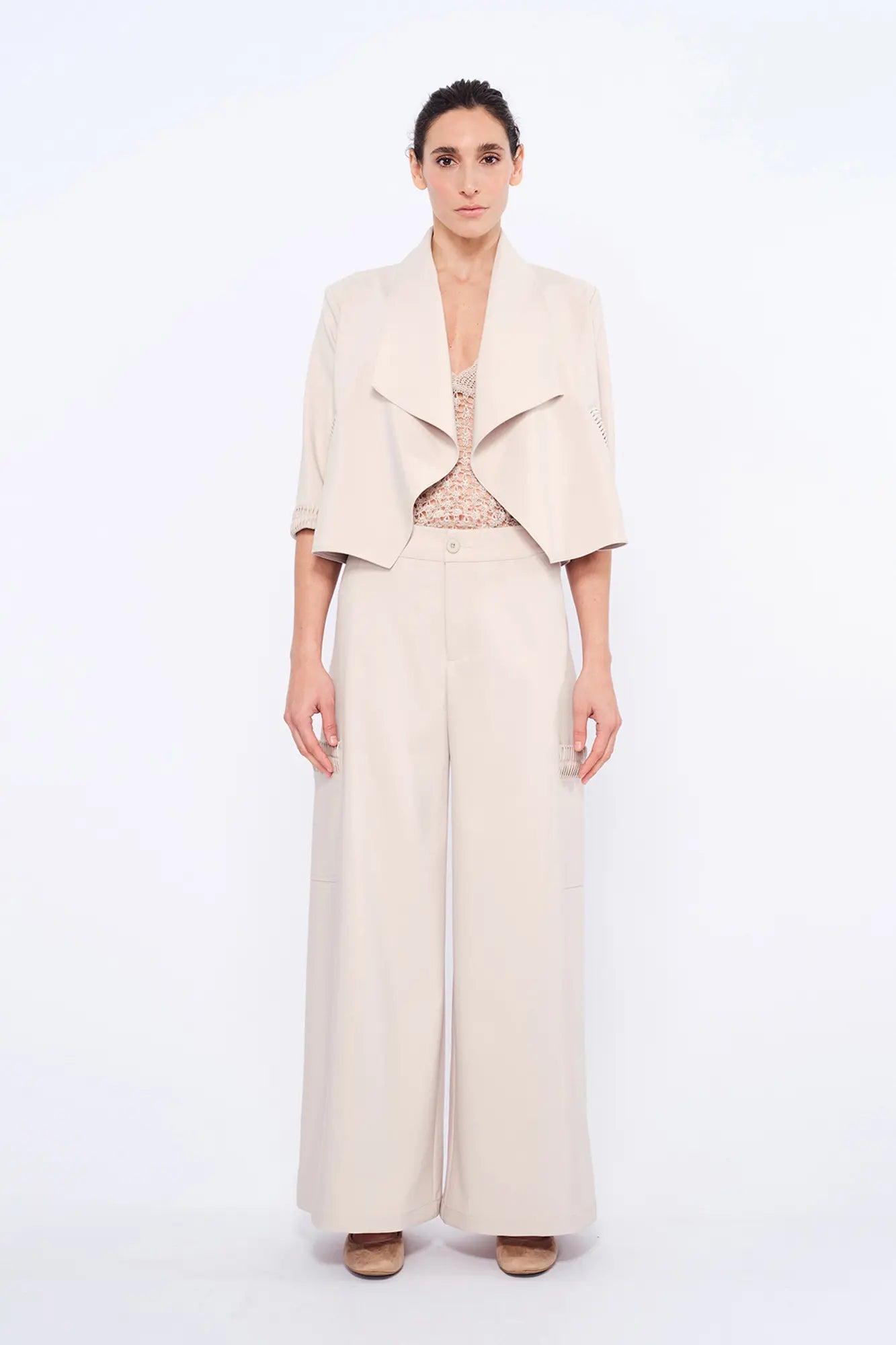 Daysi Draped Lapel Jacket | Ecru