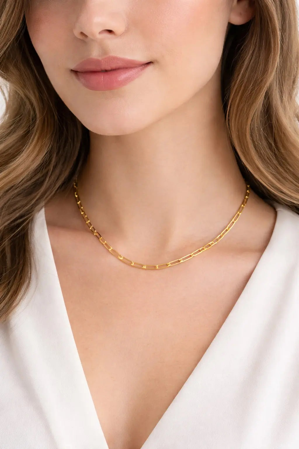 Paper Clip Gold Necklace