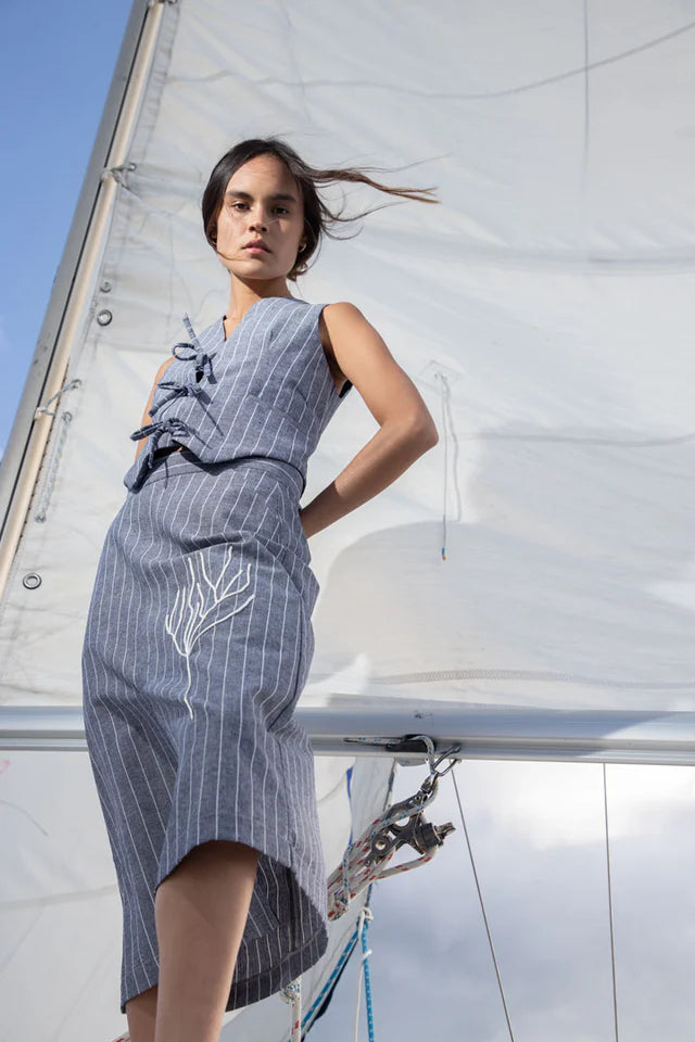 Marea Chalk Stripe Skirt