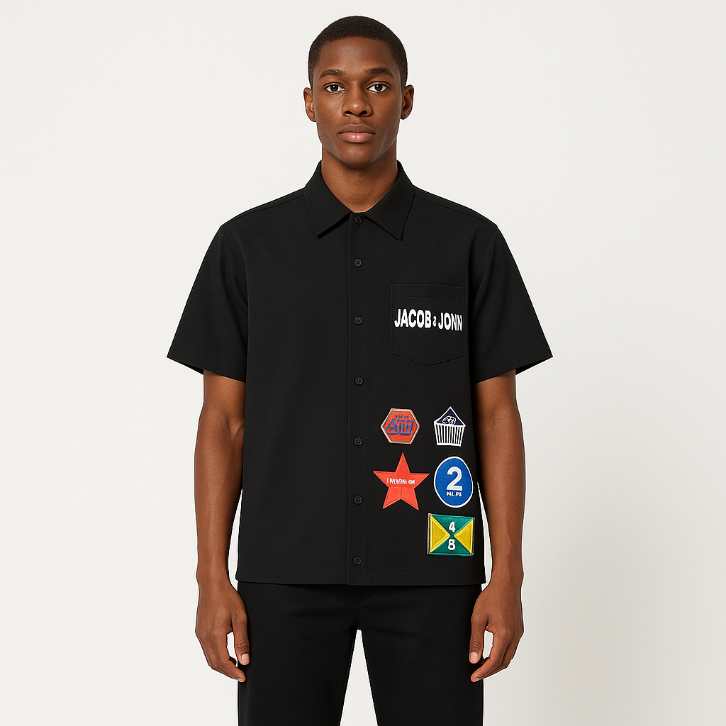 Black Logo Patch Cargo Shirt
