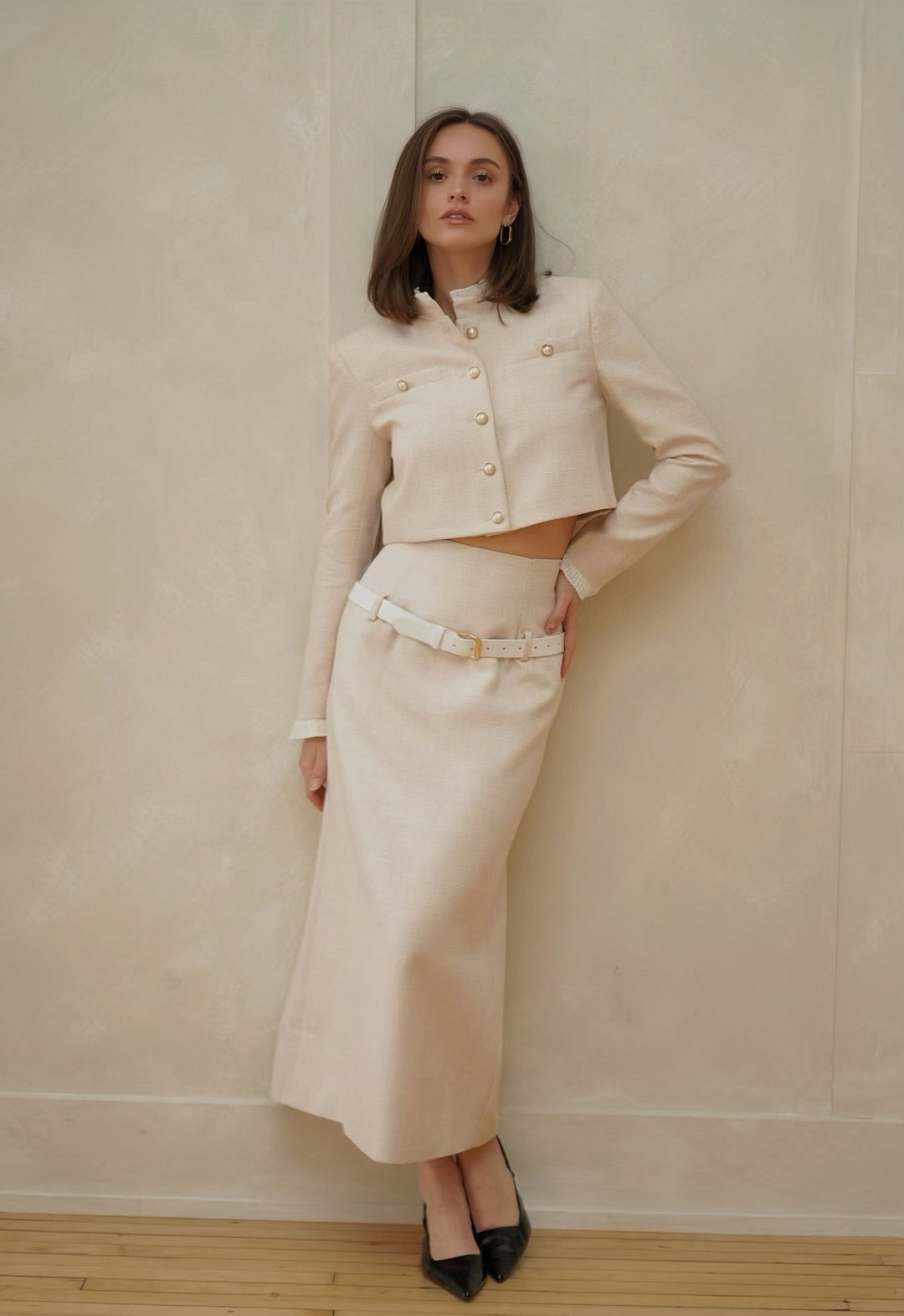 Lily Tweed Midi Skirt