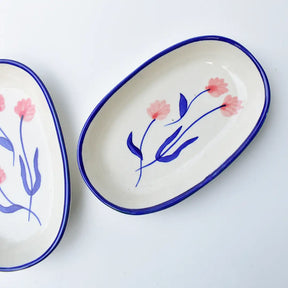 Handmade Ceramic Serving bowl - Camellia, 1.5 x 8 x 4 Inches (Set of 2)