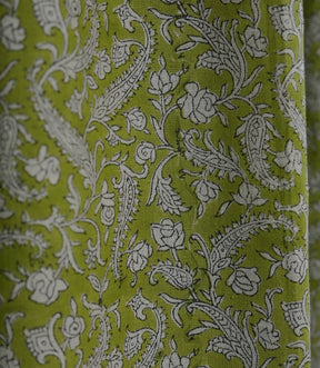 Floral Block Print Rod Pocket Linen Curtain