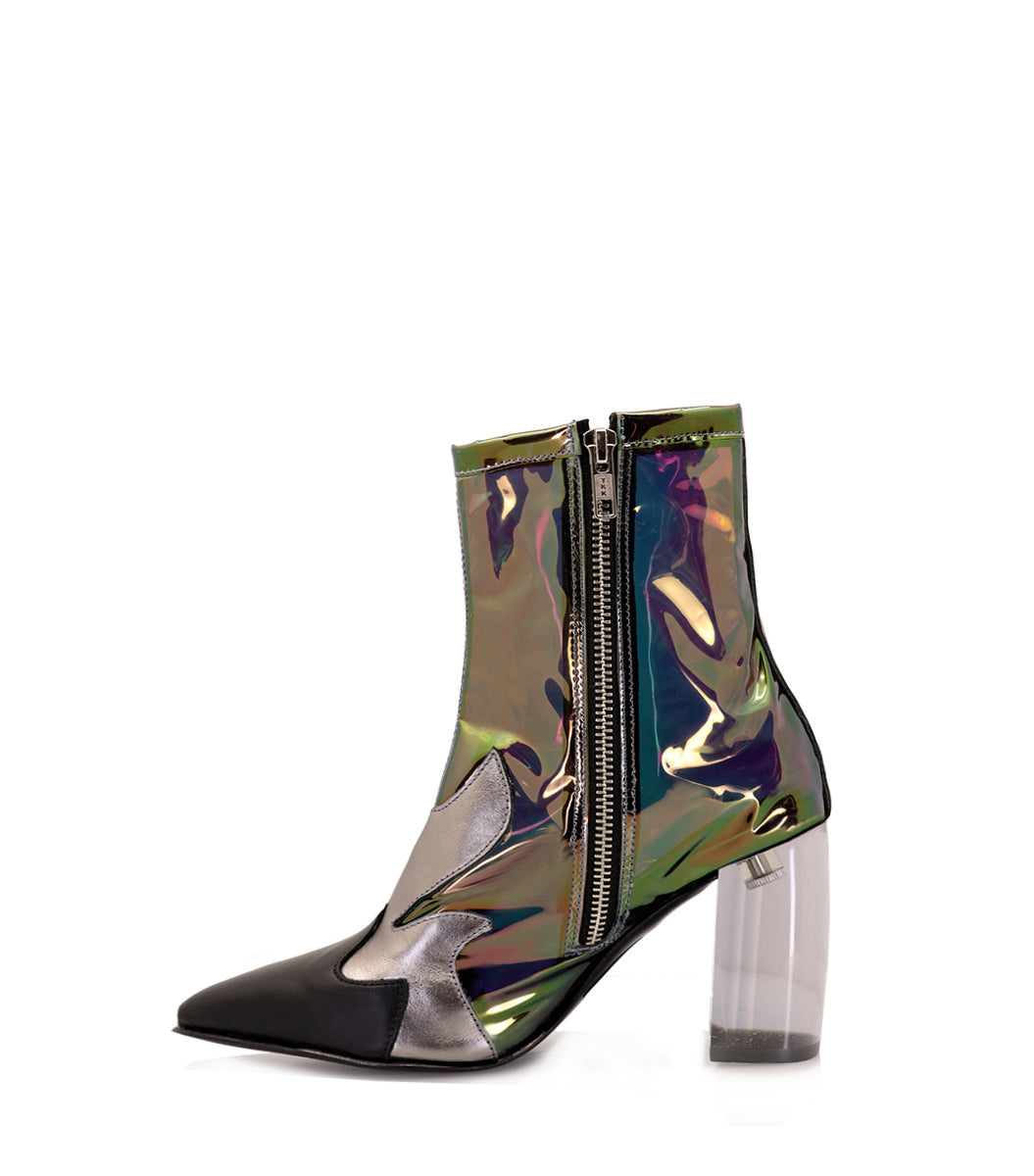 Stylish Metallic Block Heel Booties Tour