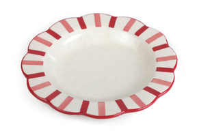 Ceramic Stripe Dinner Plate, Pink Red- 10 x 10 x 1.25 Inches