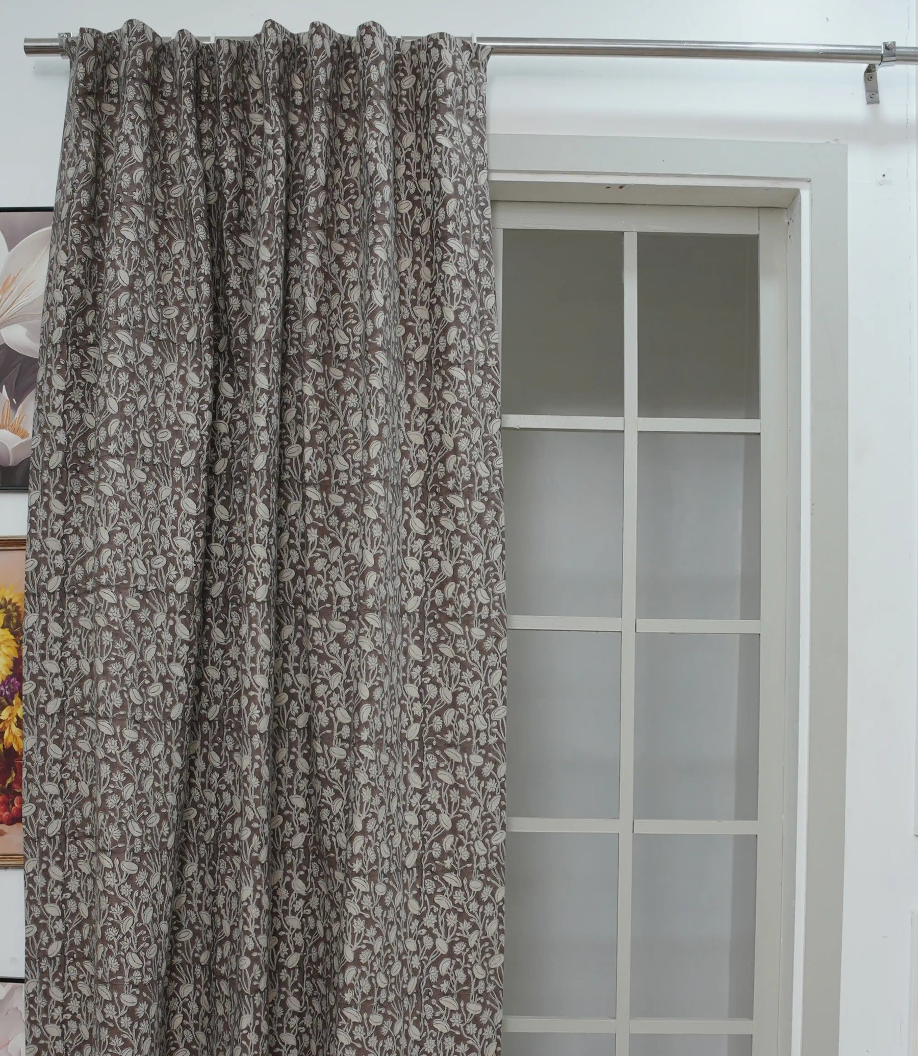 Pishta Handcrafted Floral Vintage Pure Linen Curtain