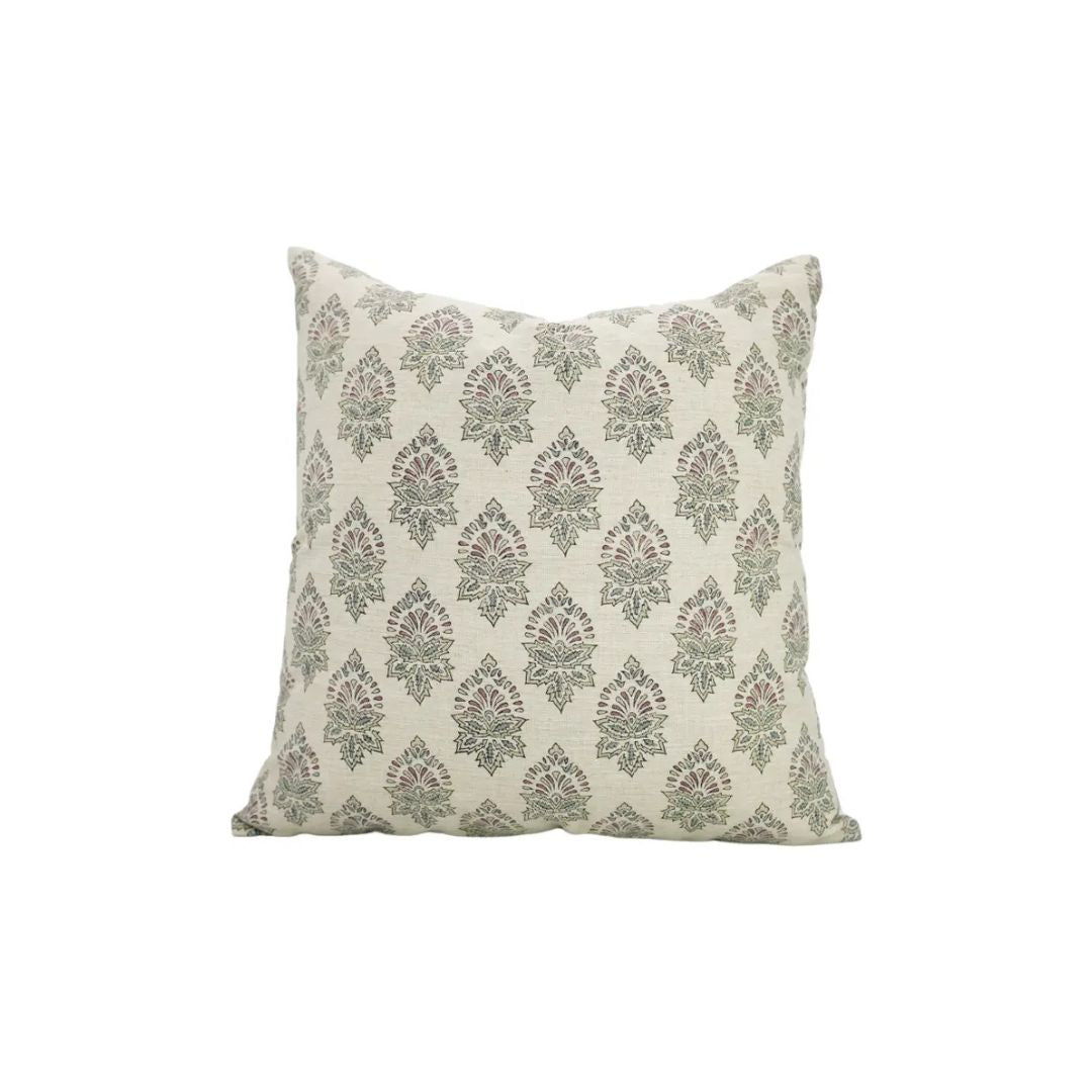 Hand Crafted Block Print Linen Blend Cushion Cover -Samrat