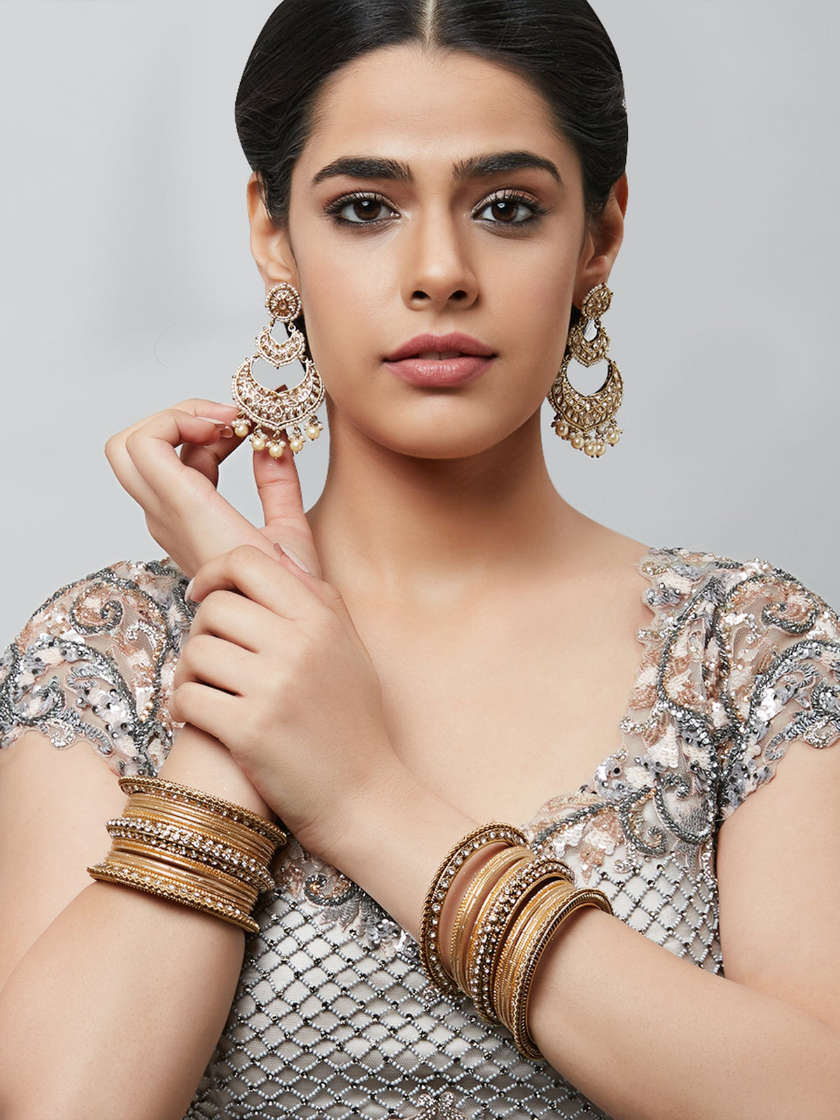 Indian Antique Gold Stone Bangle Set