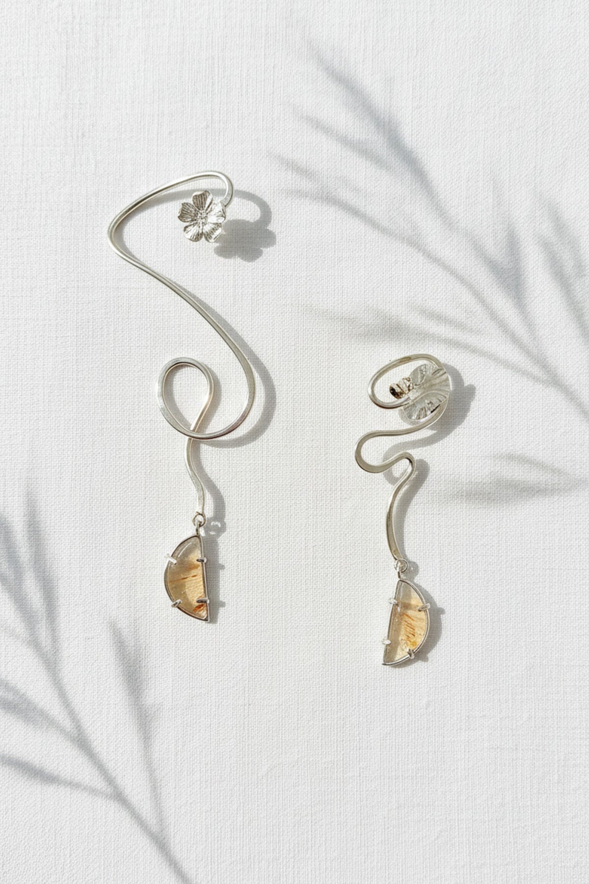 Sterling Silver Floral Narmade Earcuff Set