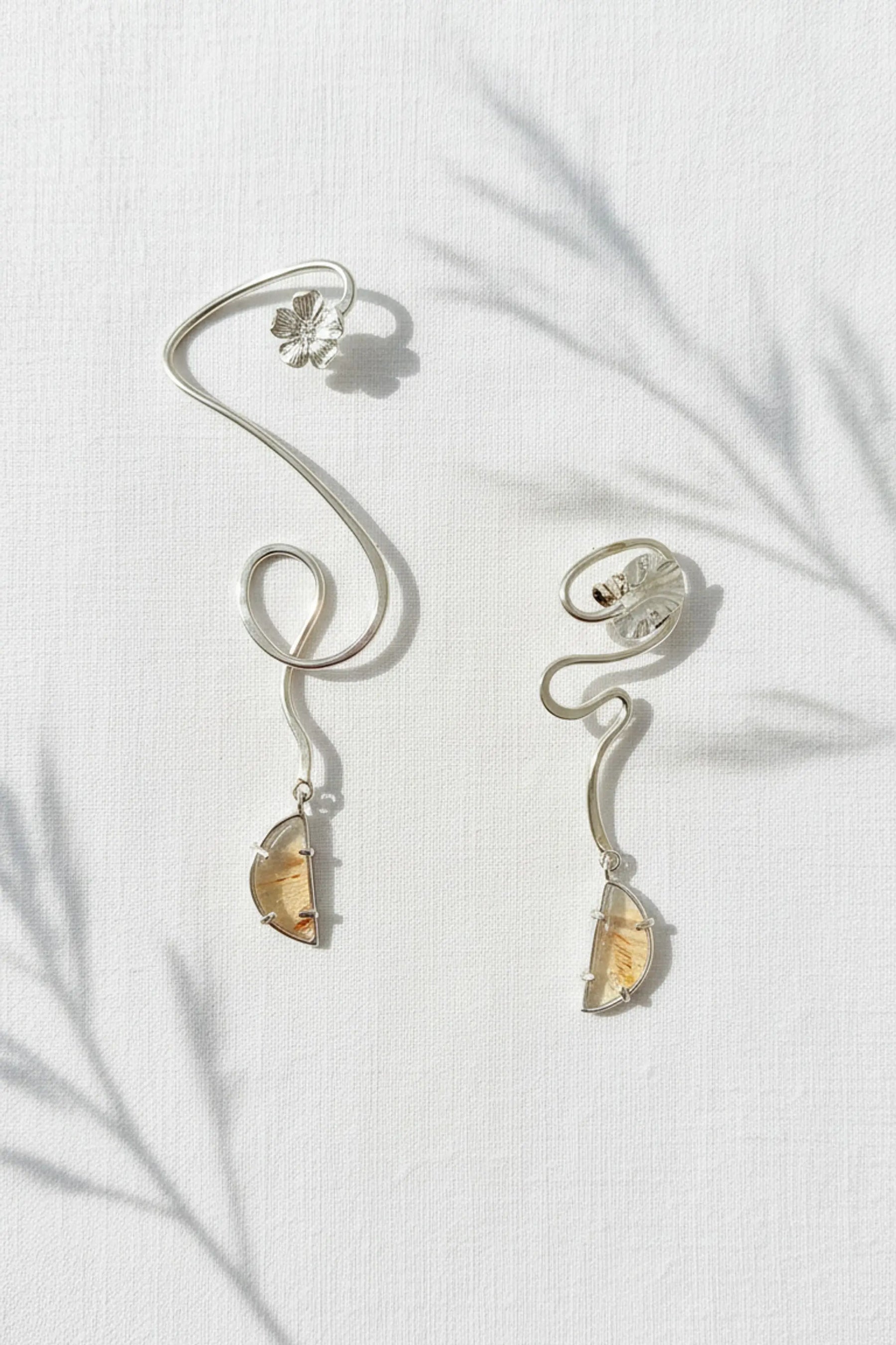 Sterling Silver Floral Narmade Earcuff Set