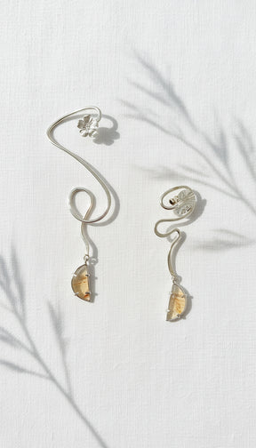 Sterling Silver Floral Narmade Earcuff Set