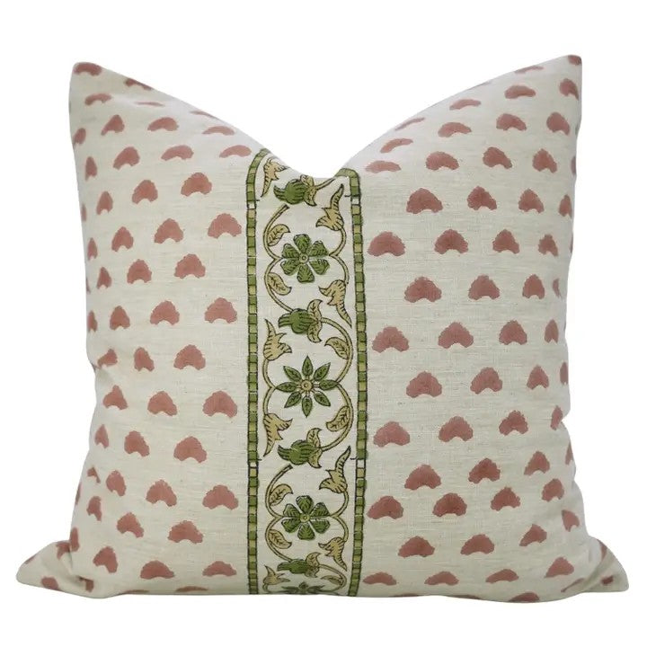 Unique Block Print Design Linen Blend Pillow Cover -  Priya