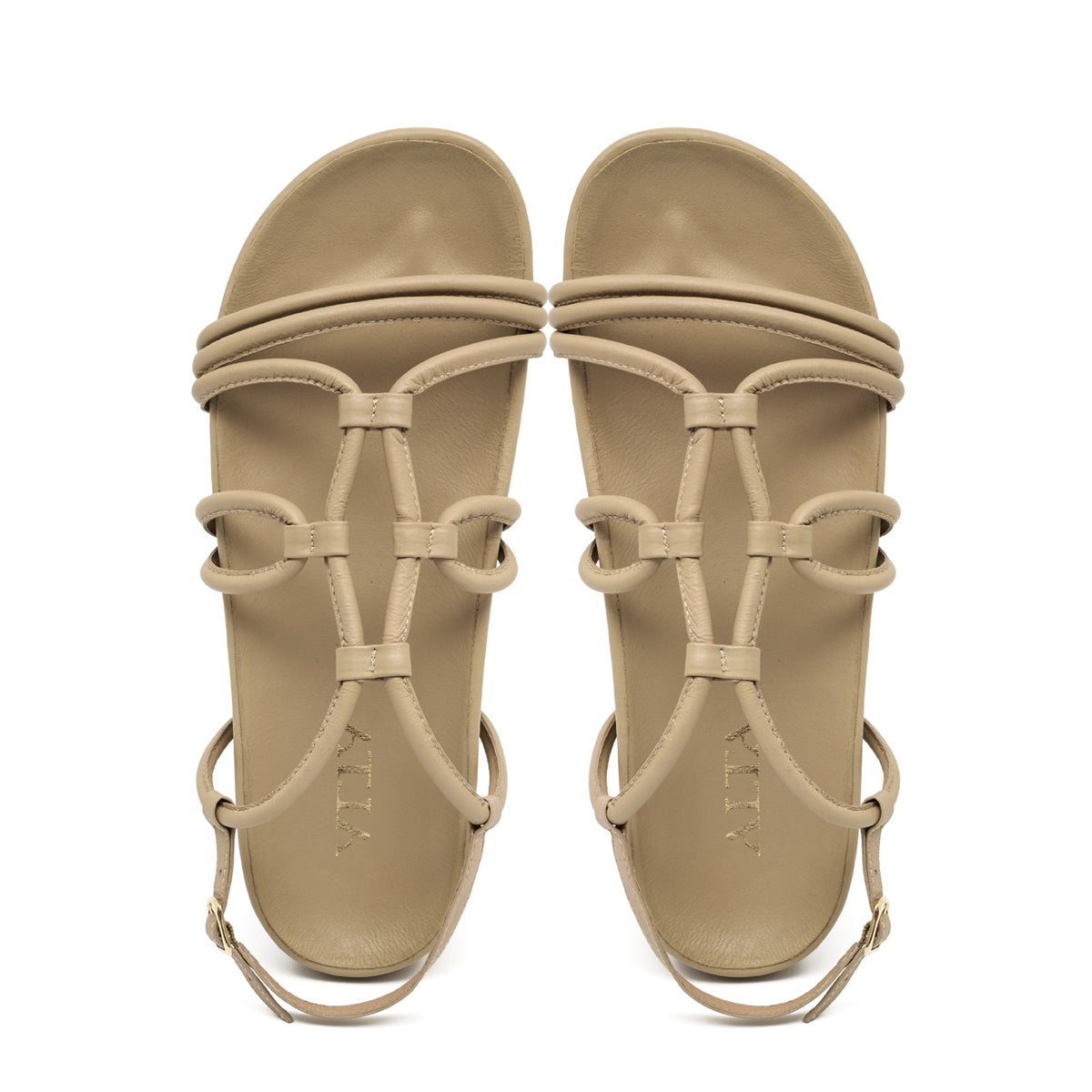 Flora Almond Strappy Leather Sandals