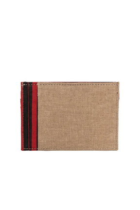 Cream Leather Canvas Cardholder