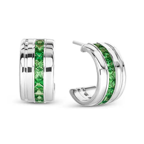 Digi Earrings In Sterling Silver With Emeralds