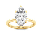 Marquise Diamond Solitaire Hidden Halo Engagement Ring