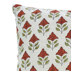 Interior Decor Hand Block Print Viscose Linen Table Pillow Cover- Mayur