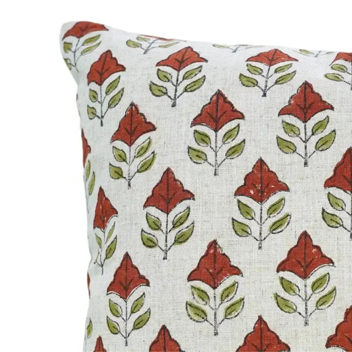 Interior Decor Hand Block Print Viscose Linen Table Pillow Cover- Mayur