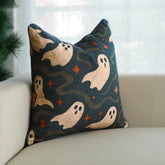 Ghost Halloween Linen Piping Pillow Cover for Spooky Decor