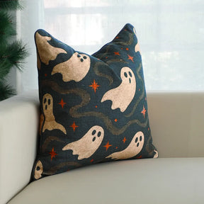 Ghost Halloween Linen Piping Pillow Cover for Spooky Decor