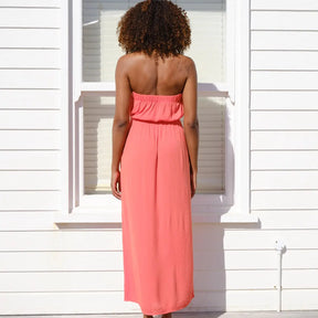 Strapless Beach Dress Coral