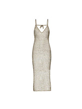 Kaya Crochet Midi Dress in Earthy Sand