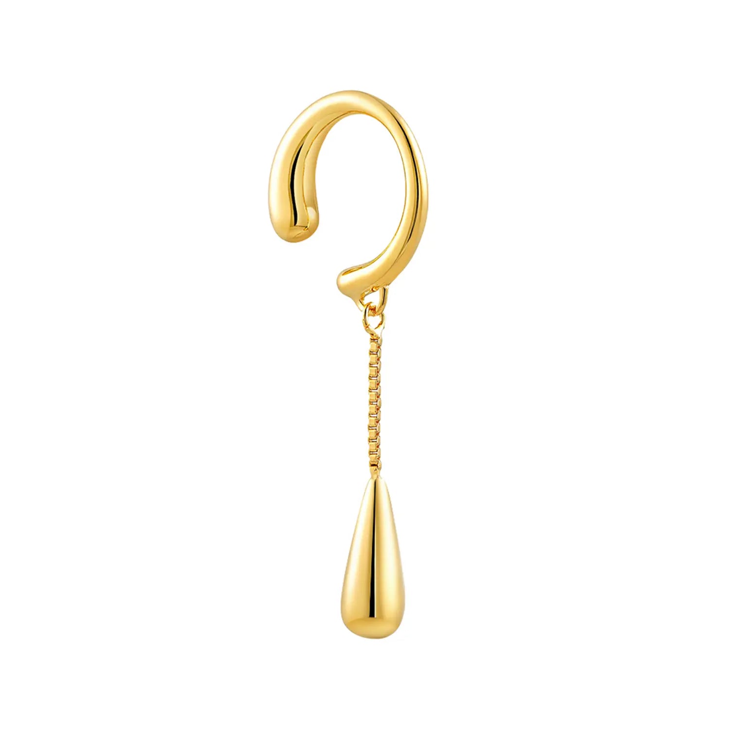 Sculptural Gold Drop Ear Cuff