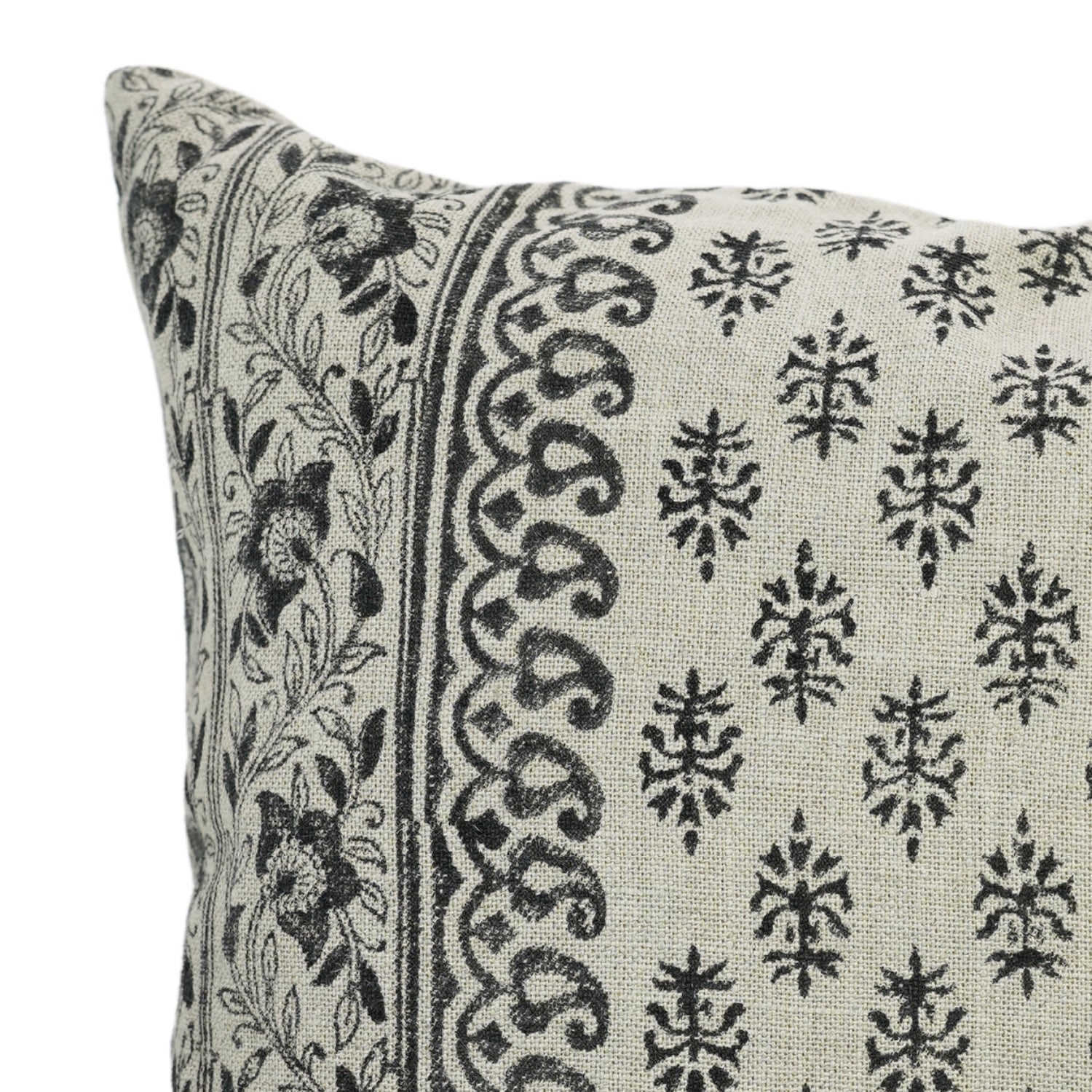 Natural Block Block Print Thick linen -  Flower Butta