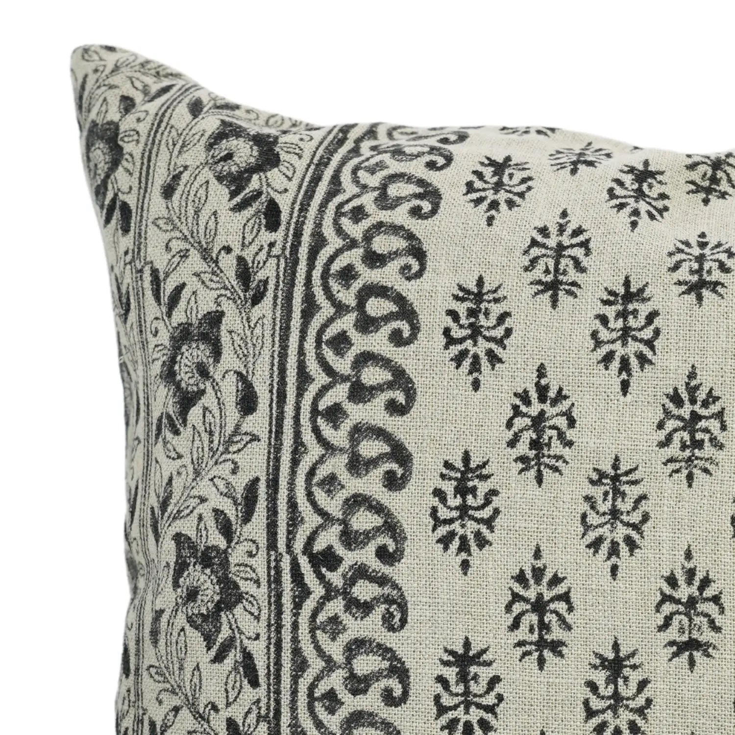 Natural Block Block Print Thick linen -  Flower Butta