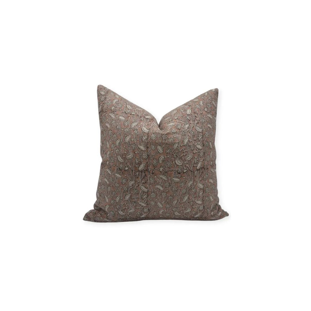 Farmhouse Décor Thick Linen Block Print Pillow Cover-Pishta