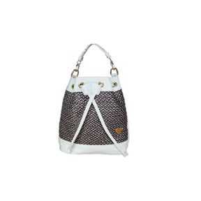 Beige Leather Bucket Terra Bag – Handmade Crossbody & Handbag, Ethical Palm Weave Bucket bag for Women