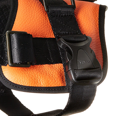 Luxury Leather Harness - Orange & Black