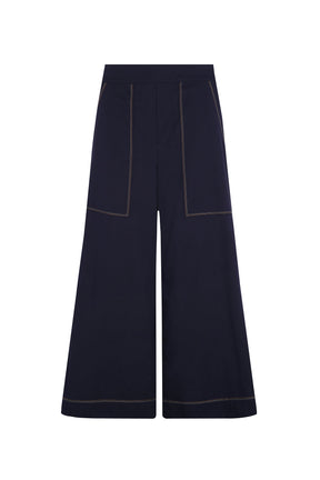 Zoe High-Rise Cotton Pants | Navy