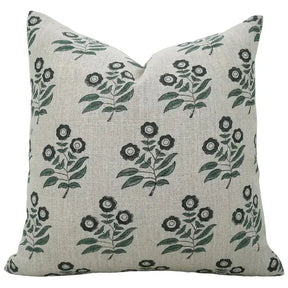 Premium Hand Block Print Boho Thick Linen Pillow Cover- Neha