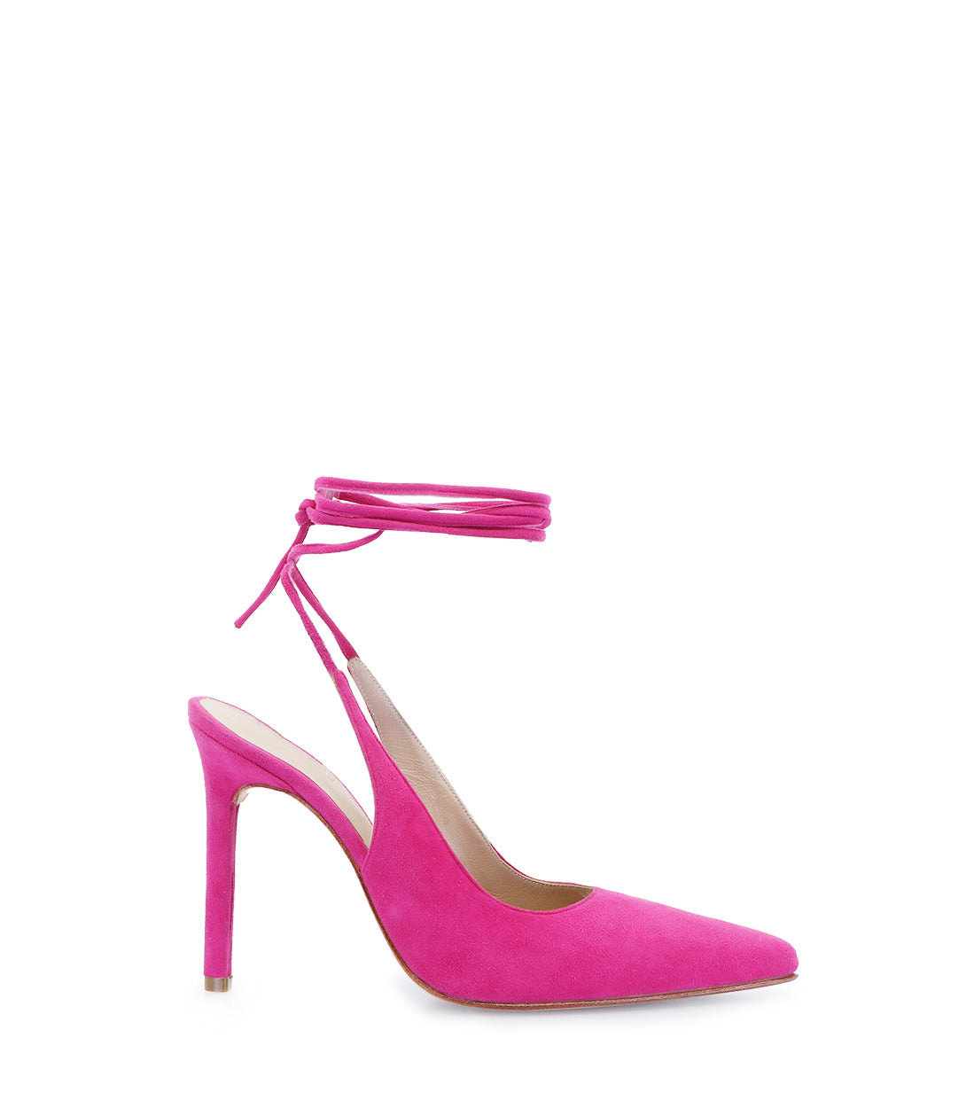 Chic Pink Suede Heels with Ankle Straps Tale