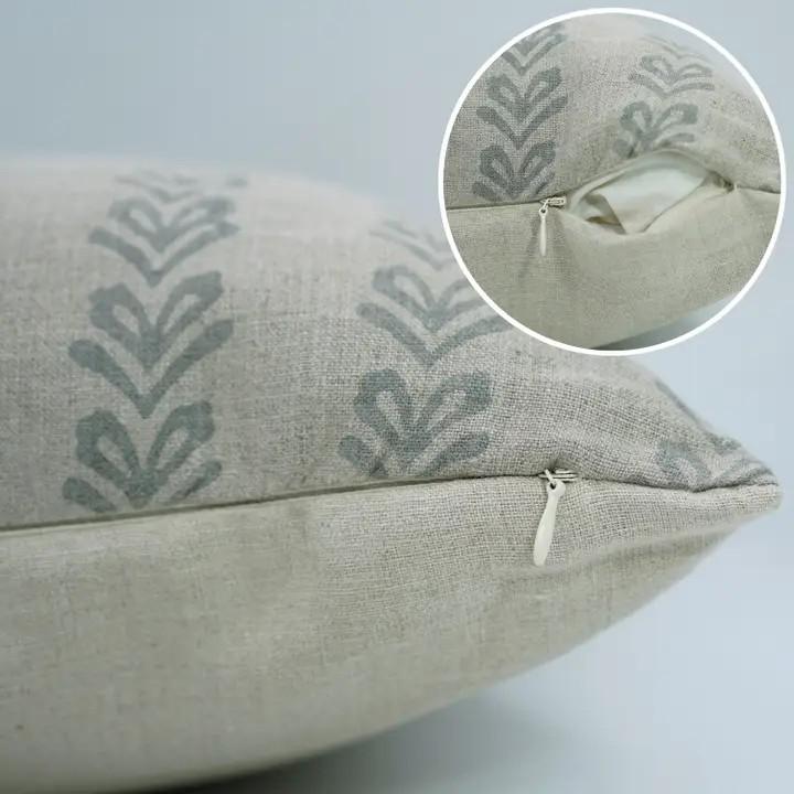 Hand-carved Block Printed Printed Pure Linen Cushion Cover - Tribal Arrow