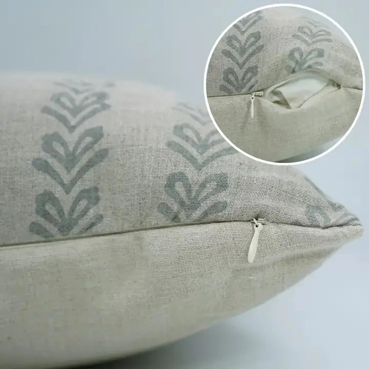 Hand-carved Block Printed Printed Pure Linen Cushion Cover - Tribal Arrow