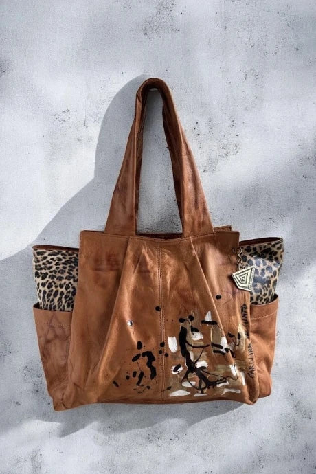 Irena Luxe Terra Artistic Leather Tote Bag