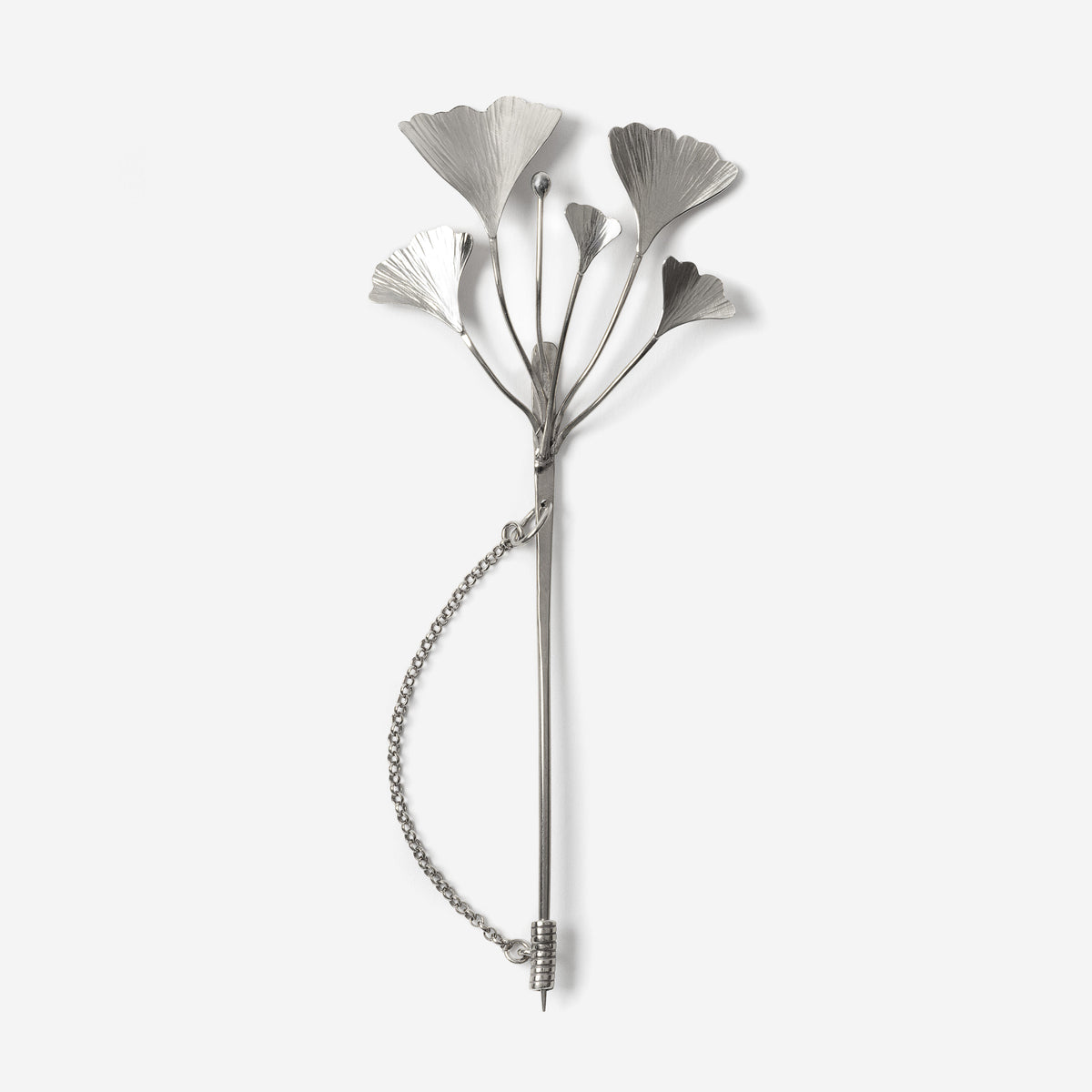 SILVER GINKO BRANCH pin
