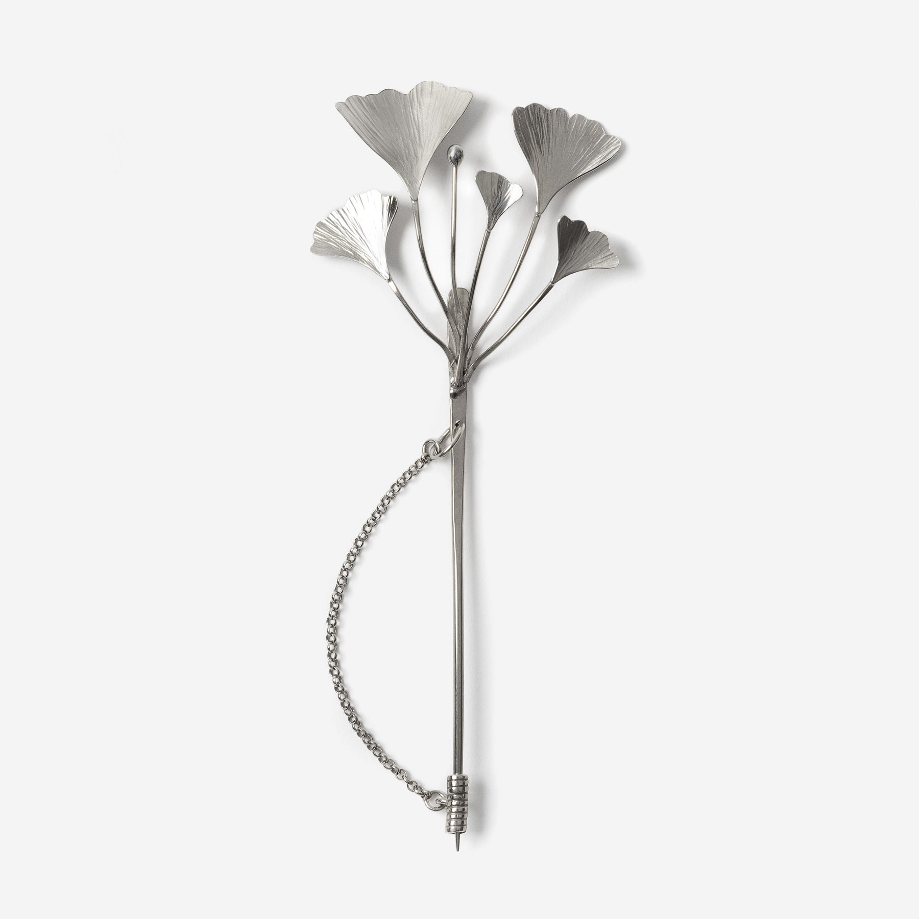SILVER GINKO BRANCH pin
