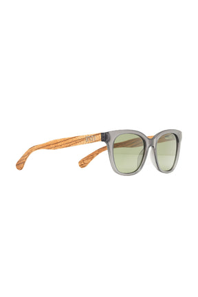 Grey Cat-Eye Wooden Sunglasses - INTI