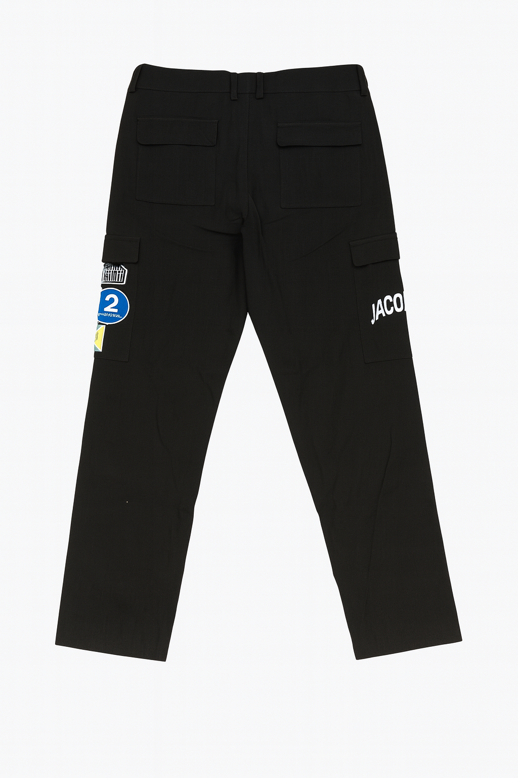 Black Logo Patch Cargo Pants