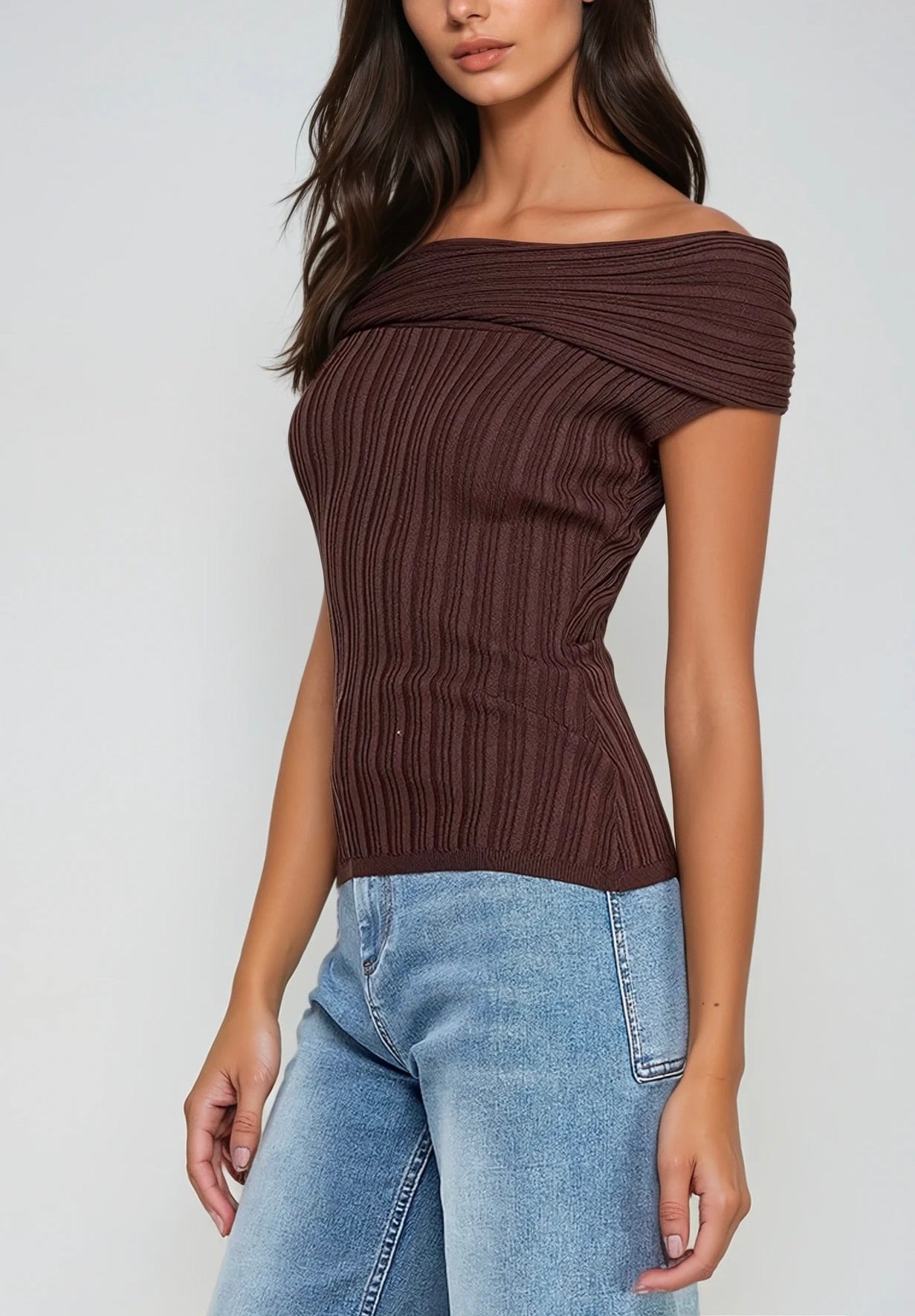Amélie Off-Shoulder Ribbed Contour Top