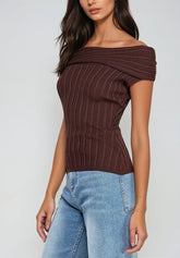 Amélie Off-Shoulder Ribbed Contour Top