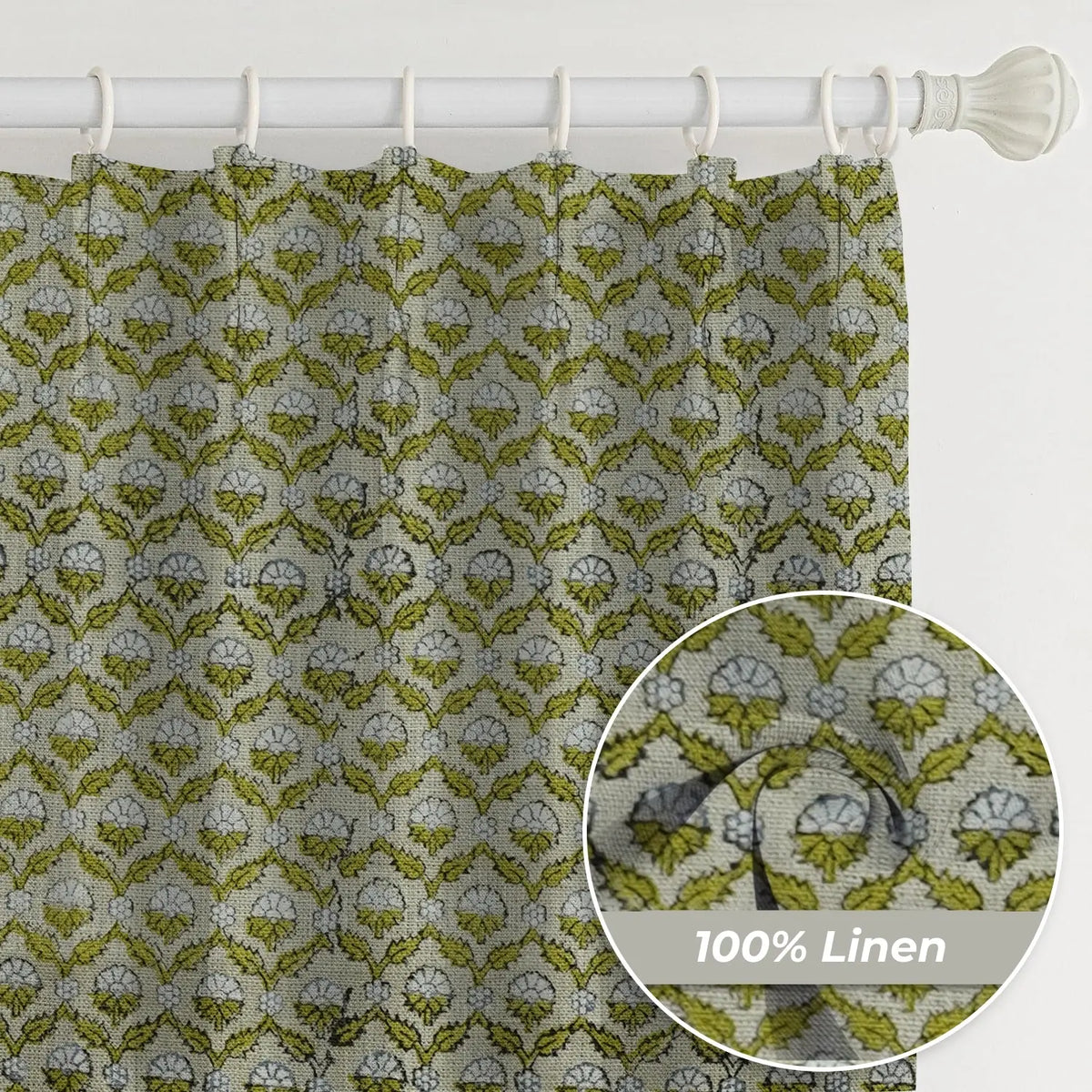 Bohemian Floral Thick Linen Pleated Curtain - Shehnaz