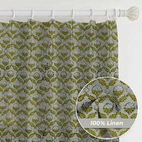 Bohemian Floral Thick Linen Pleated Curtain - Shehnaz