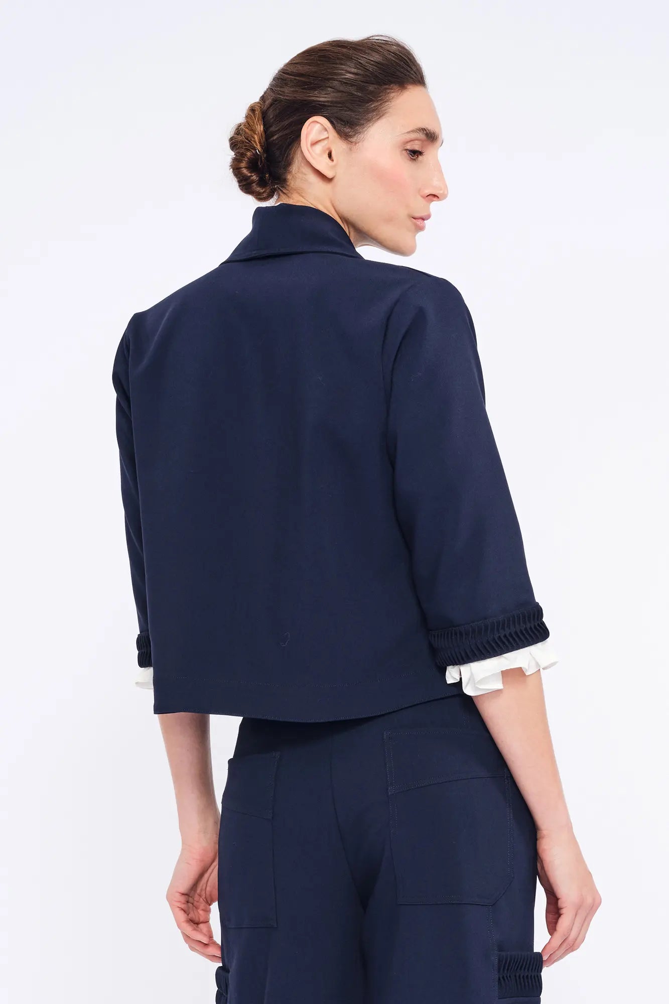 Daysi Draped Lapel Jacket | Navy