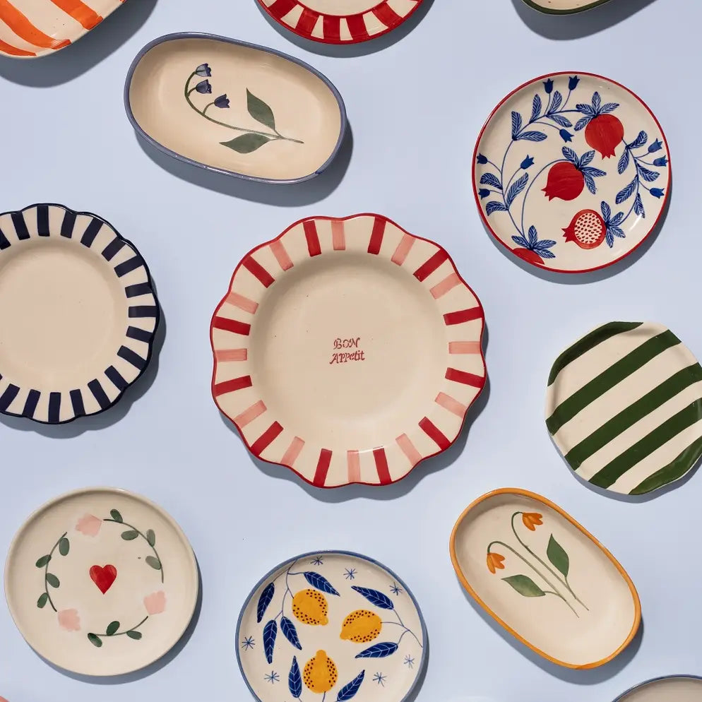 Ceramic Sunshine Spring Dessert Plate -Yellow , 7 Inches (Set of 2)