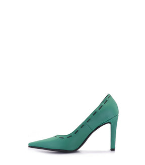 Eco-Friendly Green Pumps with Chic Stitching Fran
