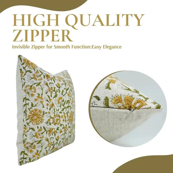 Boho Decor Hand Block Print Viscose Linen Pillow Cover - Pushaplata